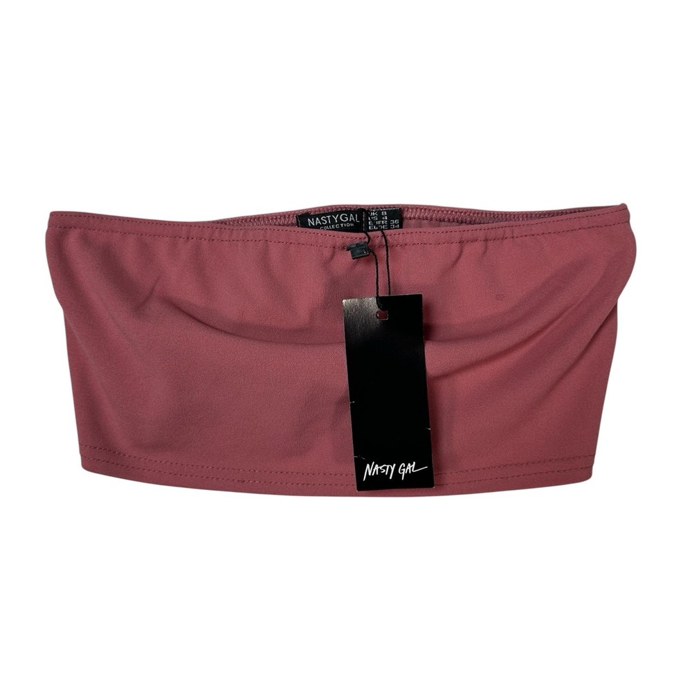 NWT Nasty Gal Bandeau Top 4 Rose Pink Tube Crop Top Minimalist Coquette Boho